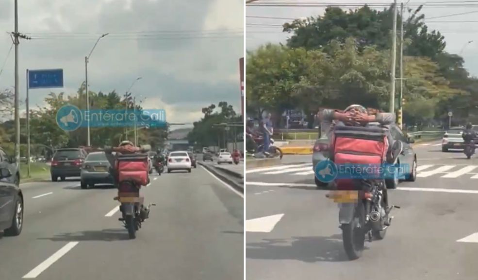 EN VIDEO: Pillan a motero irresponsable manejando con los pies Un motociclista fue captado en cámara mientras manejaba con los pies.