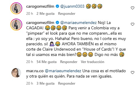 “La cagada”: Carolina Gómez reaccionó a la comparación con la primera dama por su corte La actriz y exreina se hizo un cambio de look bastante radical y ahora la comparan con la primera dama de la nación, Verónica Alcocer.