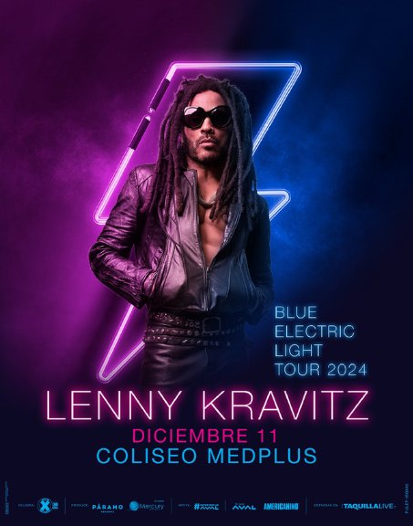 Lenny Kravitz anuncia su regreso a Colombia para el segundo semestre del año Lenny Kravitz anunció su regreso a Colombia dentro del "Blue Electric Light Tour 2024", el próximo 11 de diciembre en el Coliseo Medplus.