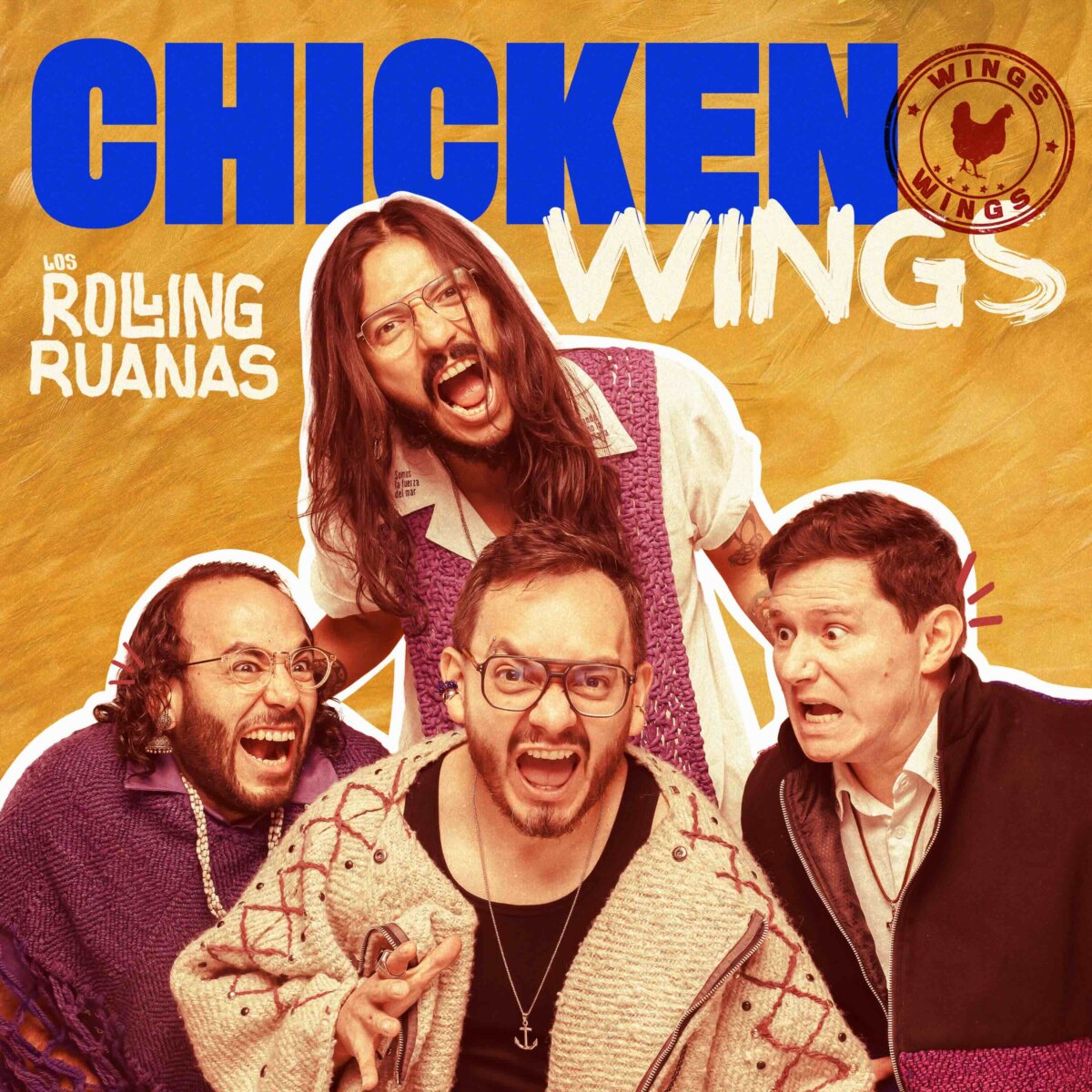 Aprenda a bailar carranga con 'Chicken Wings', lo nuevo de los Rolling Ruanas La agrupación colombiana Los Rolling Ruanas, compuesta por JuanDi (voz y guacharaca), Fer (requinto), Jorge (tiple) y Memo (guitarra), conmemora una década de carrera artística con el lanzamiento de su nueva canción 'Chicken Wings'.