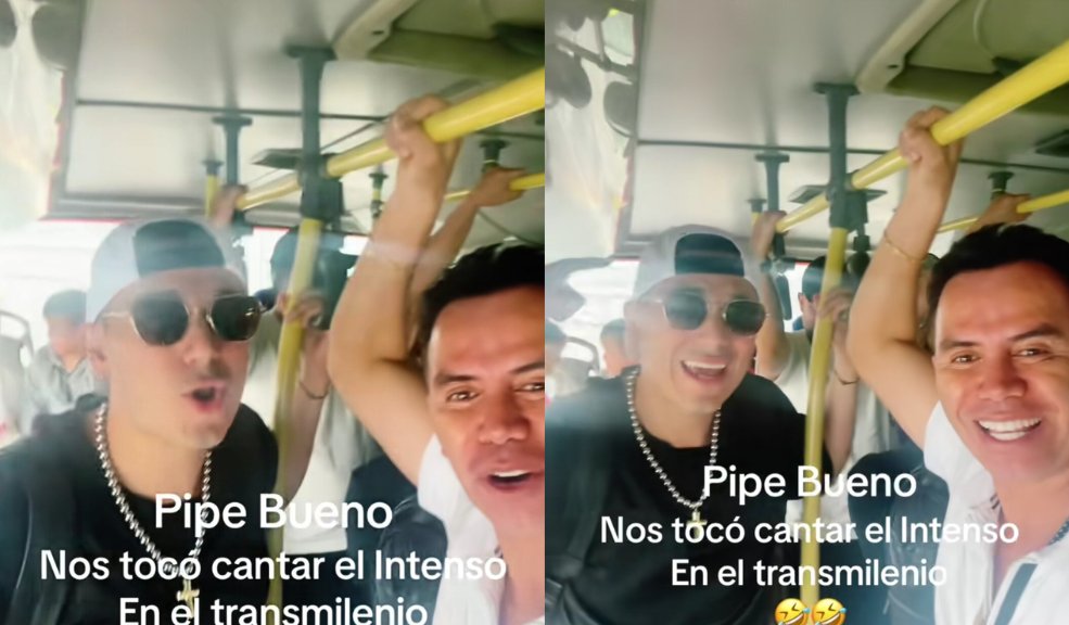 ¿No les pararon bolas? Pipe Bueno y Jhonny Rivera se subieron a cantar en un TransMilenio Los cantantes de música popular interpretaron 'El Intenso', a bordo de un articulado.