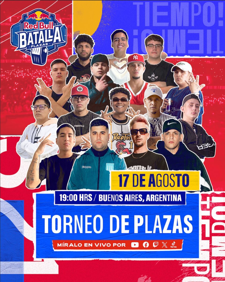 El MC Airon Punchline representará a Colombia en el Torneo de Plazas de Red Bull Batalla 2024 Este sábado 17 de agosto, Buenos Aires se convertirá en el epicentro del freestyle mundial, pues los mejores MC's de competencias callejeras de diez países se enfrentarán en el Torneo de Plazas de Red Bull Batalla 2024.