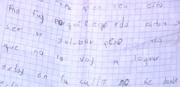 Buscan a niño en Kennedy: dejó una carta diciendo que quería ser "youtuber" En medio de gran angustia y preocupación se encuentran los familiares del menor David Rueda, un niño de 9 años que fue visto por última vez la tarde de este lunes, cuando salió en bicicleta de su casa ubicada en el sector de La Floresta Sur, en Kennedy.