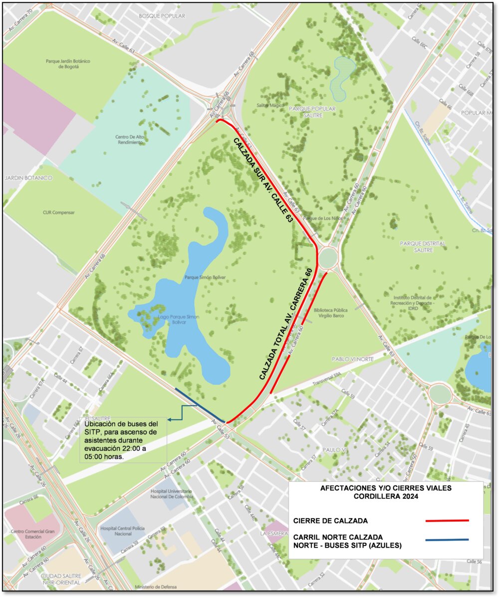 Estos son los cierres y desvíos por el Festival Cordillera en Bogotá Conozca las rutas que se verán afectadas y los desvíos autorizados, programados por el Distrito debido al Festival Cordillera que se realiza este fin de semana en la capital.
