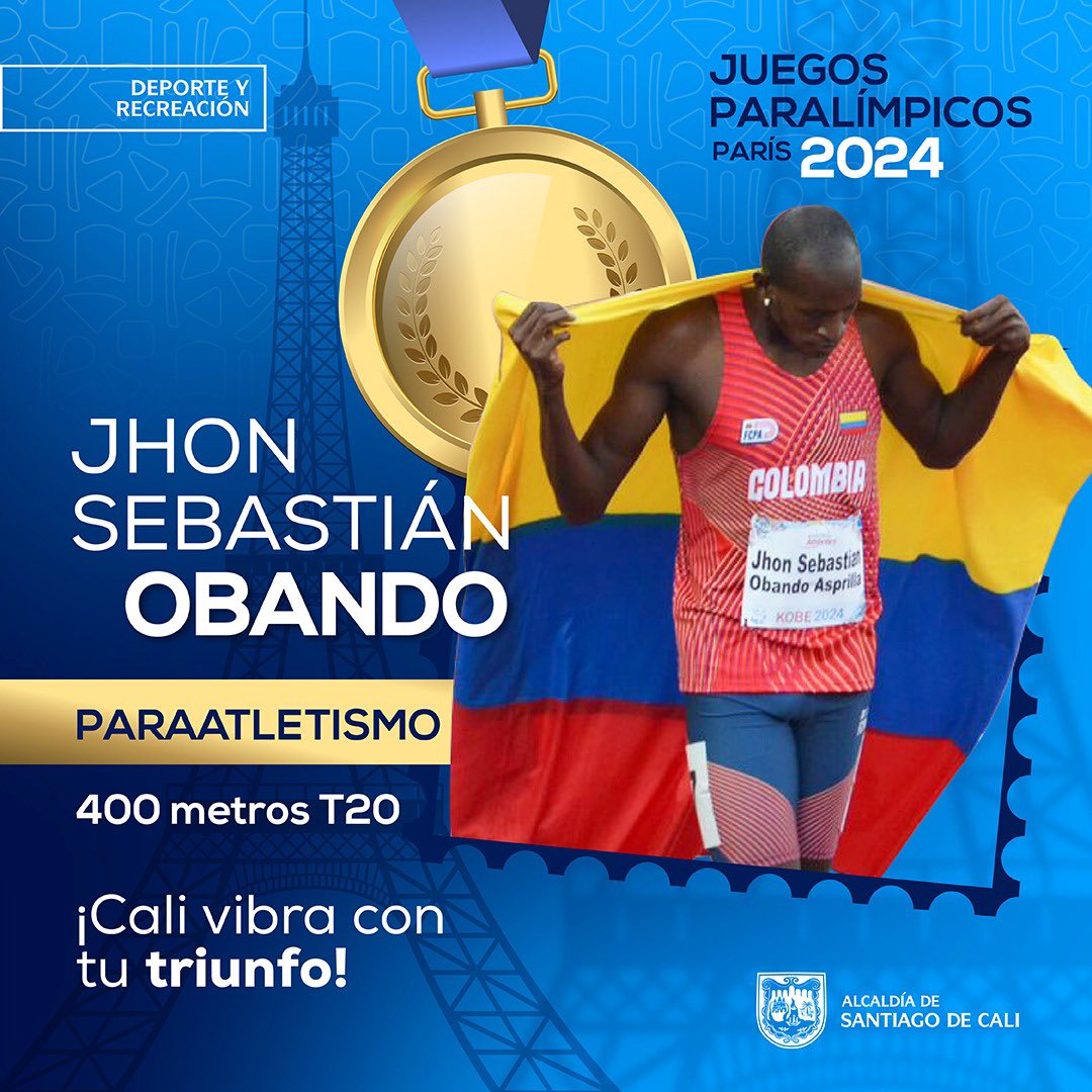 Jhon Obando ganó el cuarto oro para Colombia en los Paralímpicos El colombiano obtuvo el primer puesto en las competencias de atletismo en los 400 metros T20 masculinos. La definición se hizo con pocas décimas de segundo.