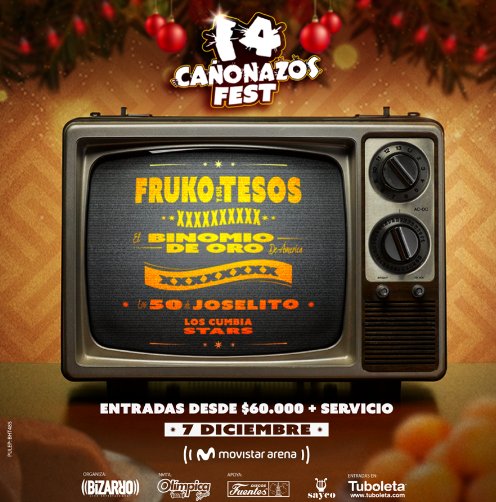 ¡Celebre la Navidad a lo grande! 14 Cañonazos Fest llega al Movistar Arena La fiesta se llevará a cabo el próximo 7 de diciembre en el Movistar Arena, donde Fruko y sus Tesos, Binomio de Oro, Los 50 de Joselito, Los Cumbia Stars y muchos otros artistas se unirán para dar la bienvenida al mes de la unidad y la alegría.