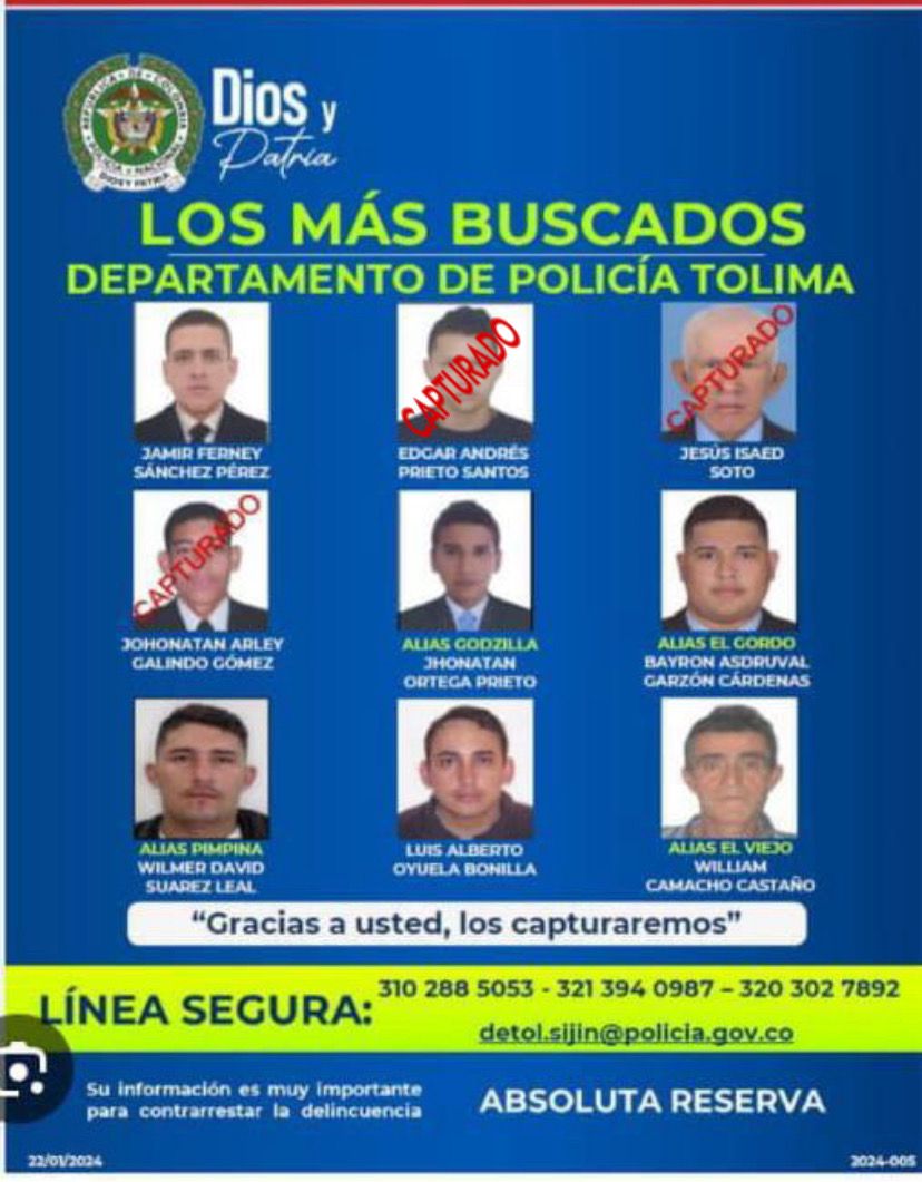 Capturan en Usme a uno de los delincuentes más buscados por homicidio en Tolima La Policía de Bogotá logró la captura de un hombre señalado como uno de los más buscados por homicidio en el departamento del Tolima.