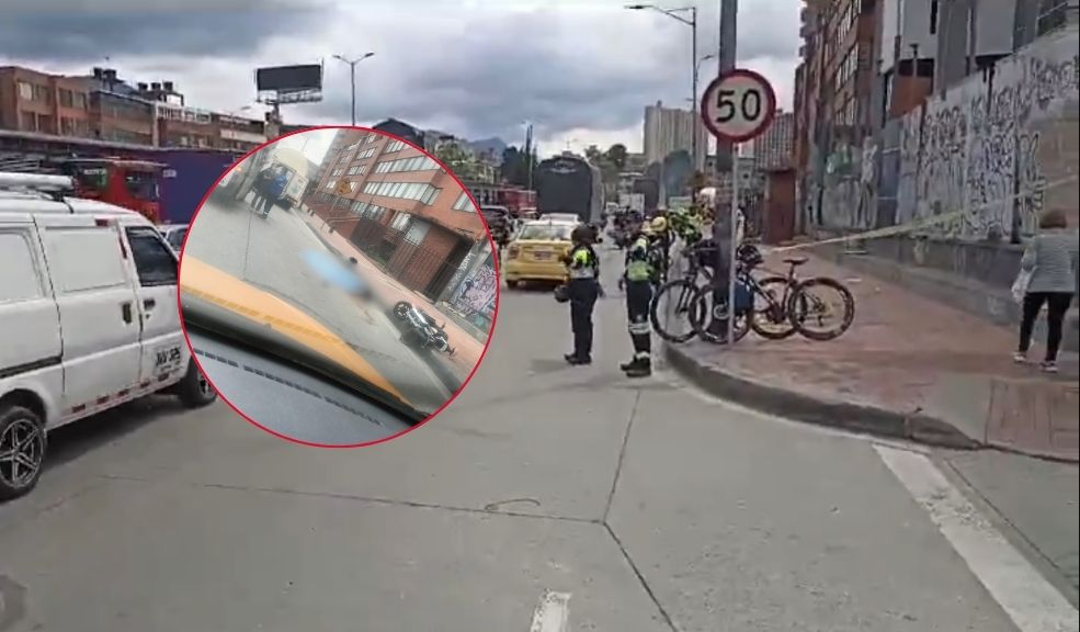 Trágico accidente de tránsito entre camión y motociclista en Teusaquillo El accidente causó un gran trancón en la avenida NQS mientras las autoridades retiraban el cuerpo.