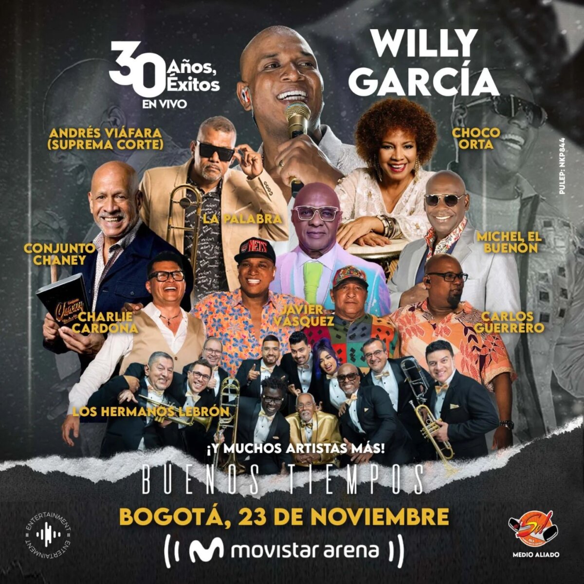 Willy García pondrá a bailar a todos en el Movistar Arena con su concierto 'Buenos Tiempos' La cita promete ser un derroche de música, ritmo y emoción, con una nómina de artistas invitados de lujo que acompañarán a Willy en esta fiesta salsera.